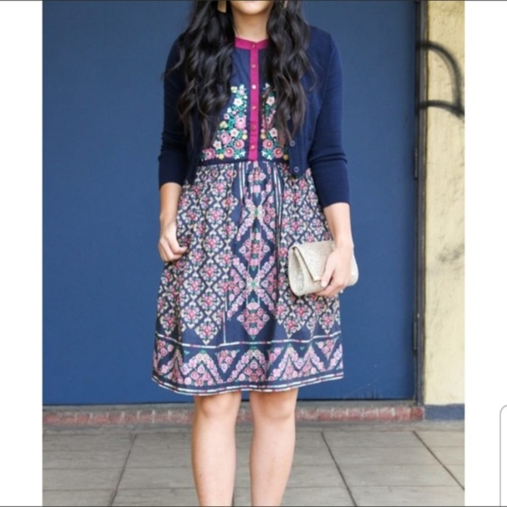 Modcloth Conversation Masterpiece Floral A-Line Midi Dress - M - Picture 3 of 5